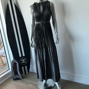 Grey mushroom pleat 100% silk long dress. Super lightweight. Not see through